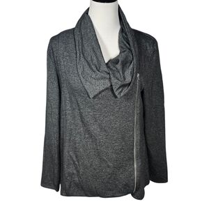 Apt. 9 Large Charcoal Gray Cowl Neck Zip Moto Jacket